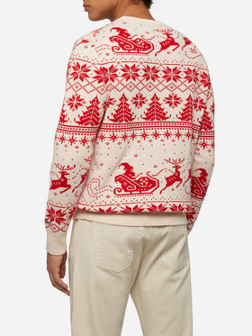 Red sweater Heron with fair isle and Dear Santa jacquard - MC2 Saint Barth