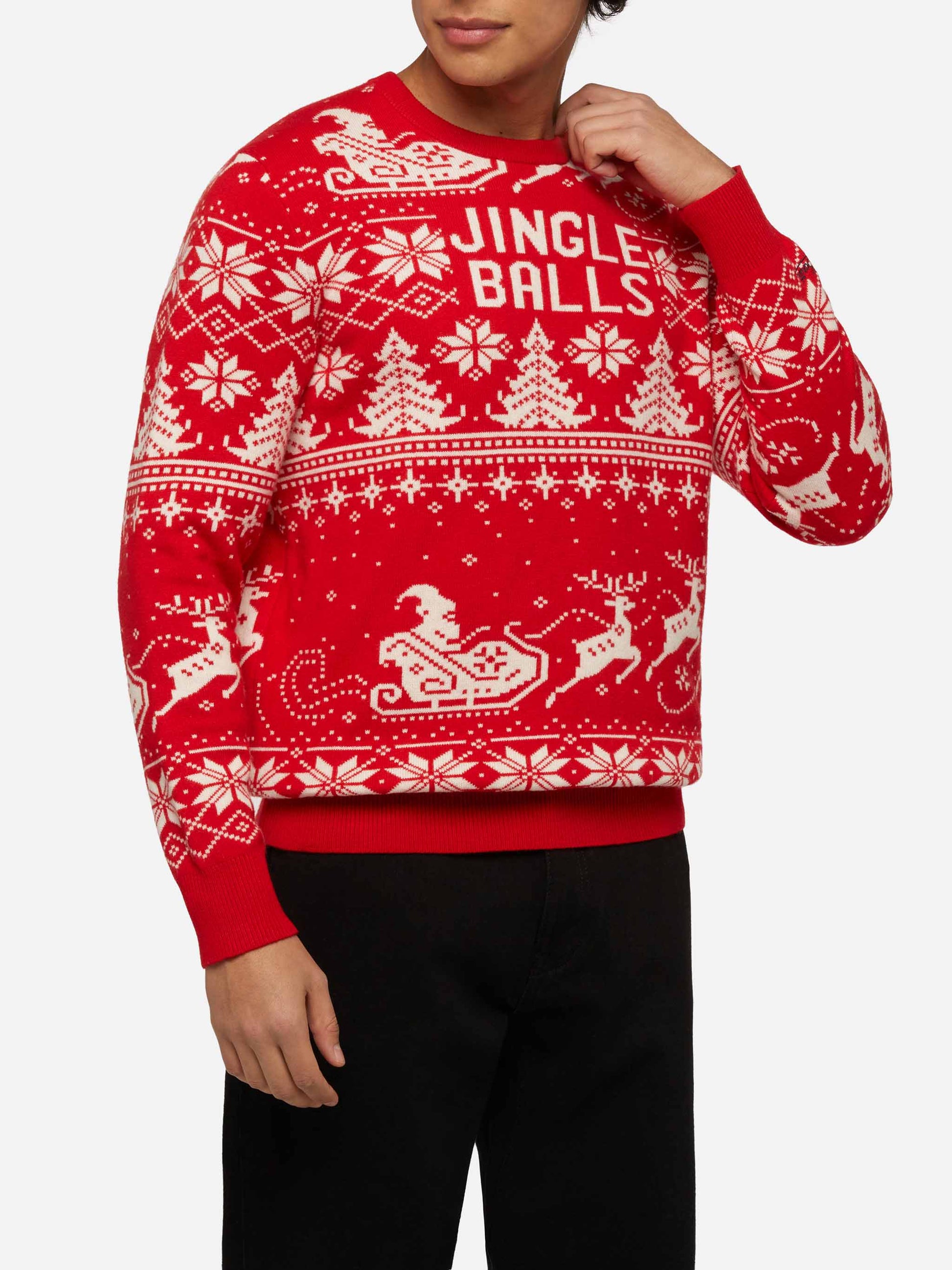 Fairs isle sweater Heron with Jingle Balls jacquard - MC2 Saint Barth