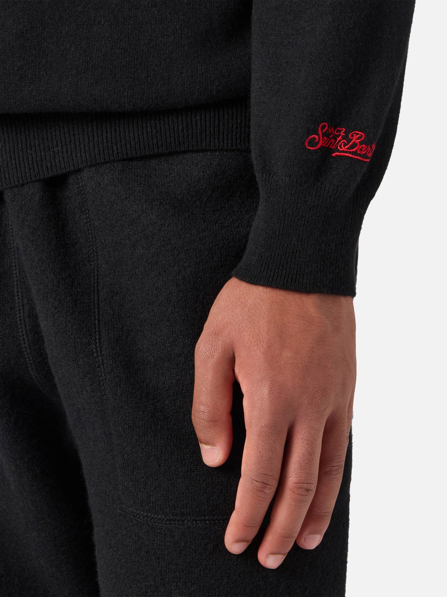 Maglione Heron light nero con jacquard Yuppies e ricamo | YUPPIES SPECIAL EDITION