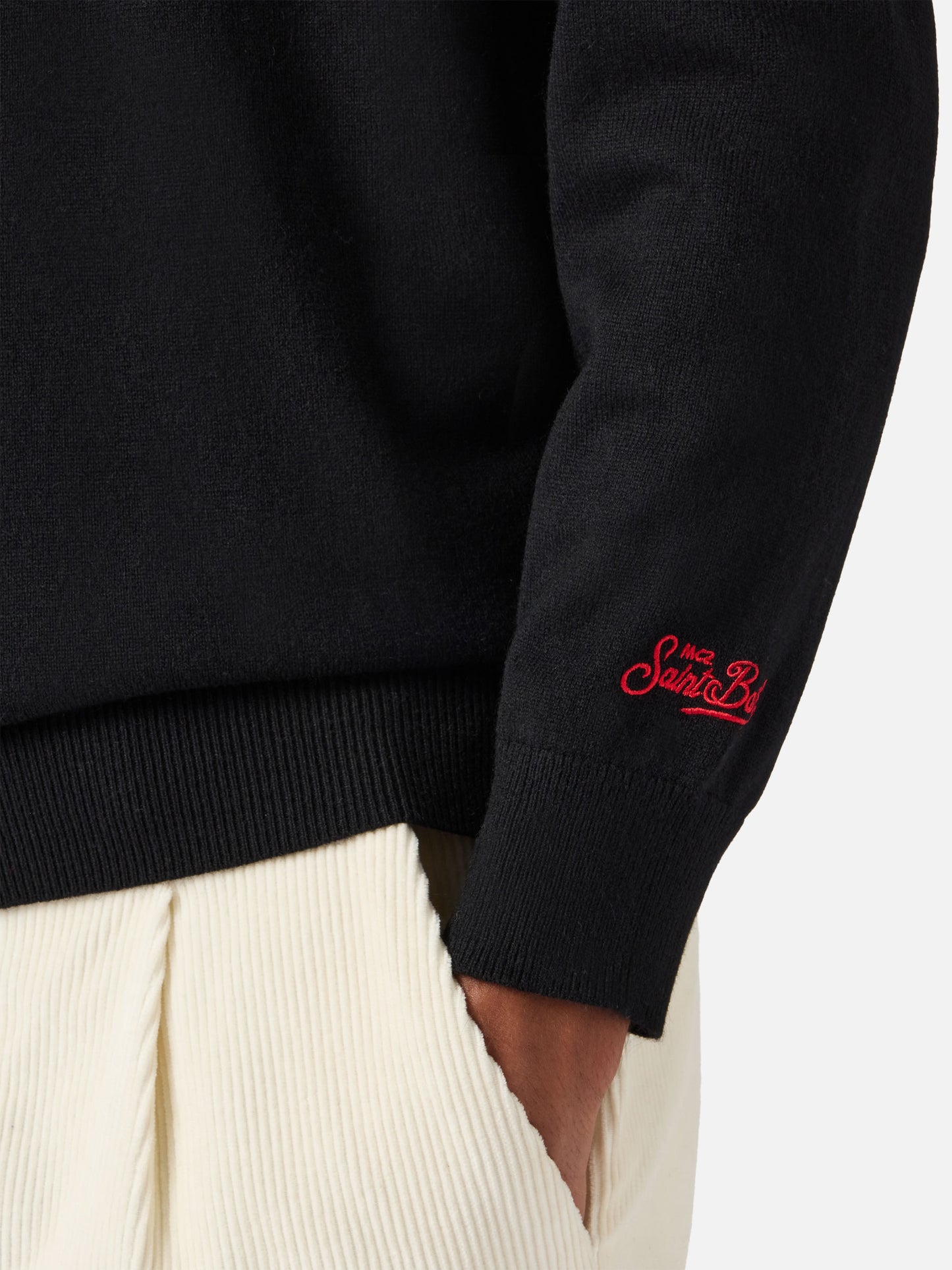 Crewneck sweater Heron Light with Caffè Corretti Negroni Sbagliati embroidery