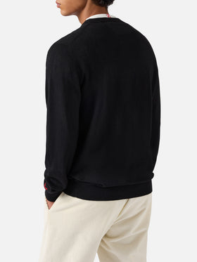 Crewneck sweater Heron Light with Caffè Corretti Negroni Sbagliati embroidery