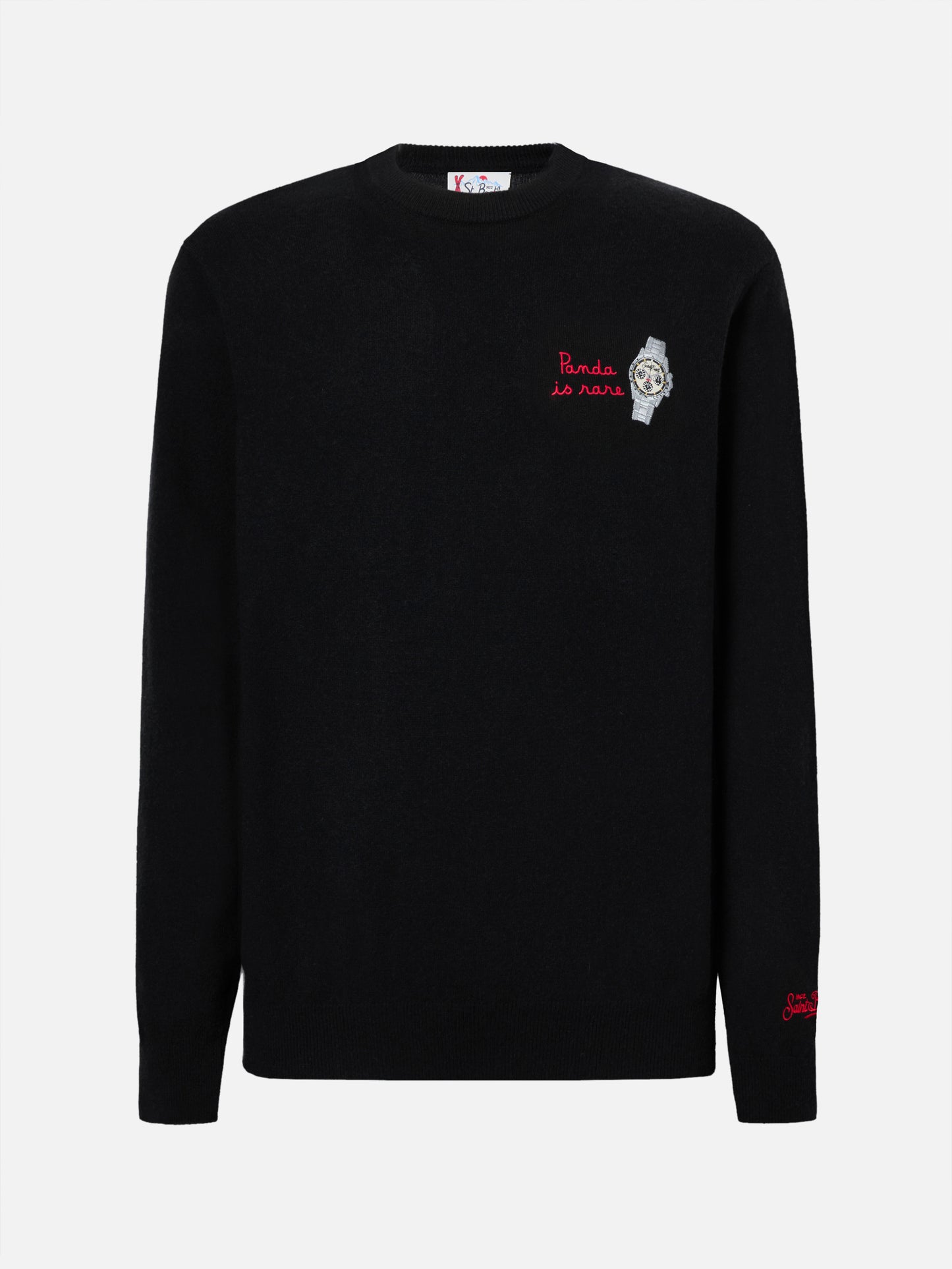 Crewneck sweater Heron Light with Panda is rare embroidery