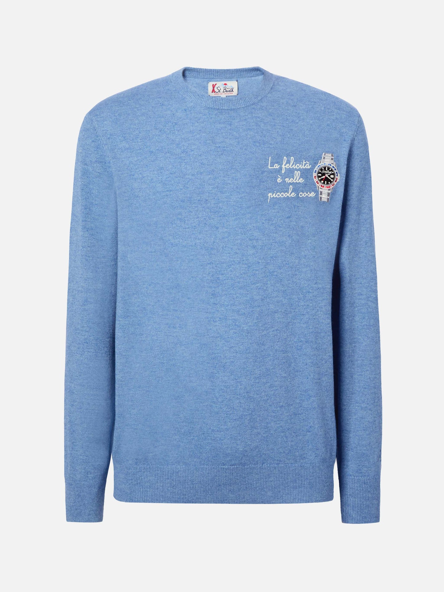 Maglione a girocollo Heron Light con ricamo La felicità è nelle piccole cose