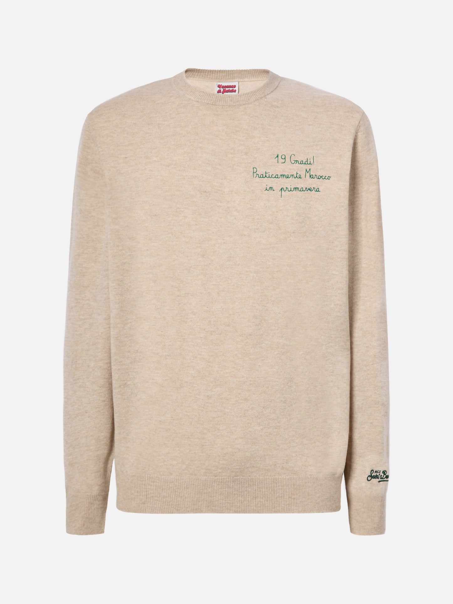 Maglione a girocollo Heron Light con ricamo 19 gradi. Praticamente Marocco in primavera! | YUPPIES SPECIAL EDITION