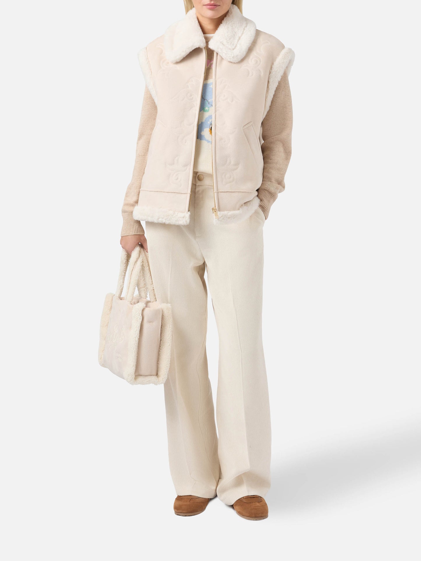 Hesketh faux-shearling gilet with western embroidery