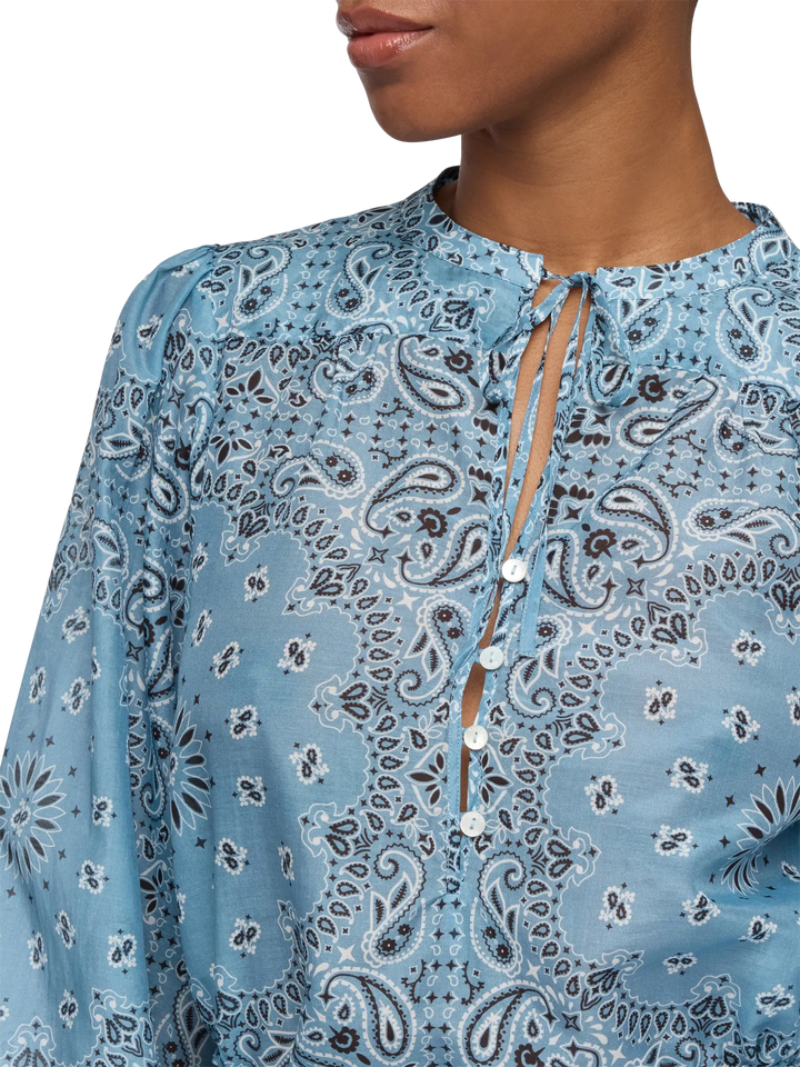 Harper silk voile blouse in lurex silk voile with bandanna print - MC2 Saint Barth