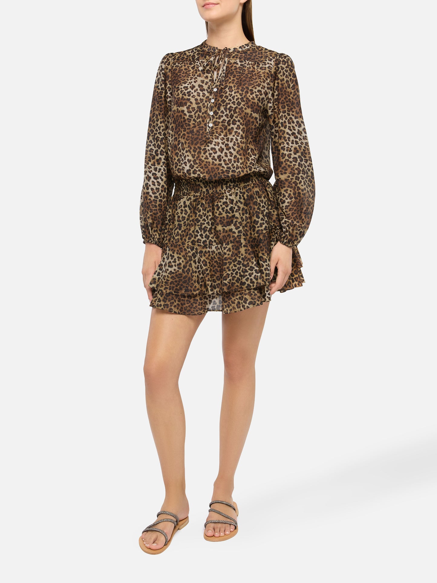 Harper blusa in voile di seta con stampa animalier