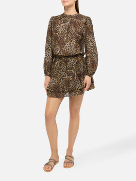 Harper blusa in voile di seta con stampa animalier