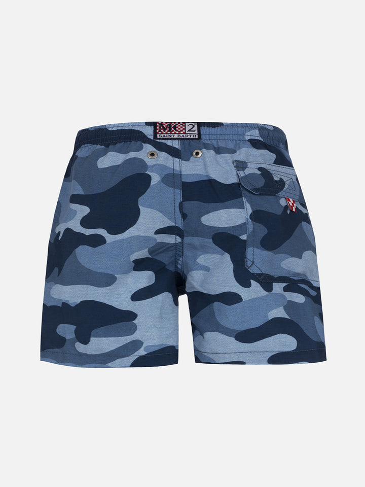 Boy mid-length Jean swim-shorts with camouflage print - MC2 Saint Barth