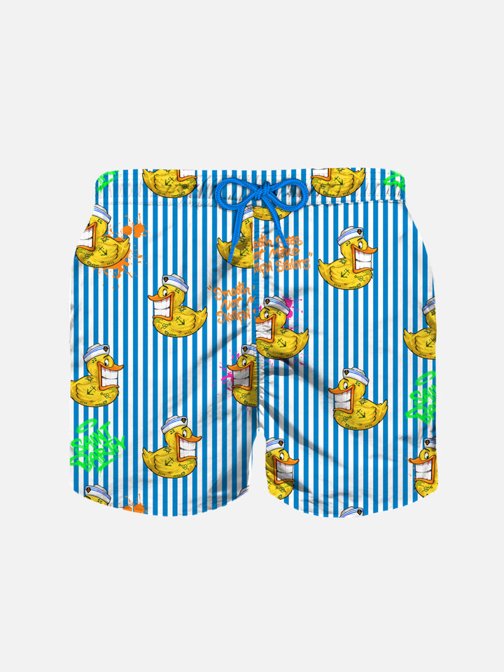 Boy swim shorts with Crypto ducky print | CRYPTO PUPPETS SPECIAL EDITION - MC2 Saint Barth