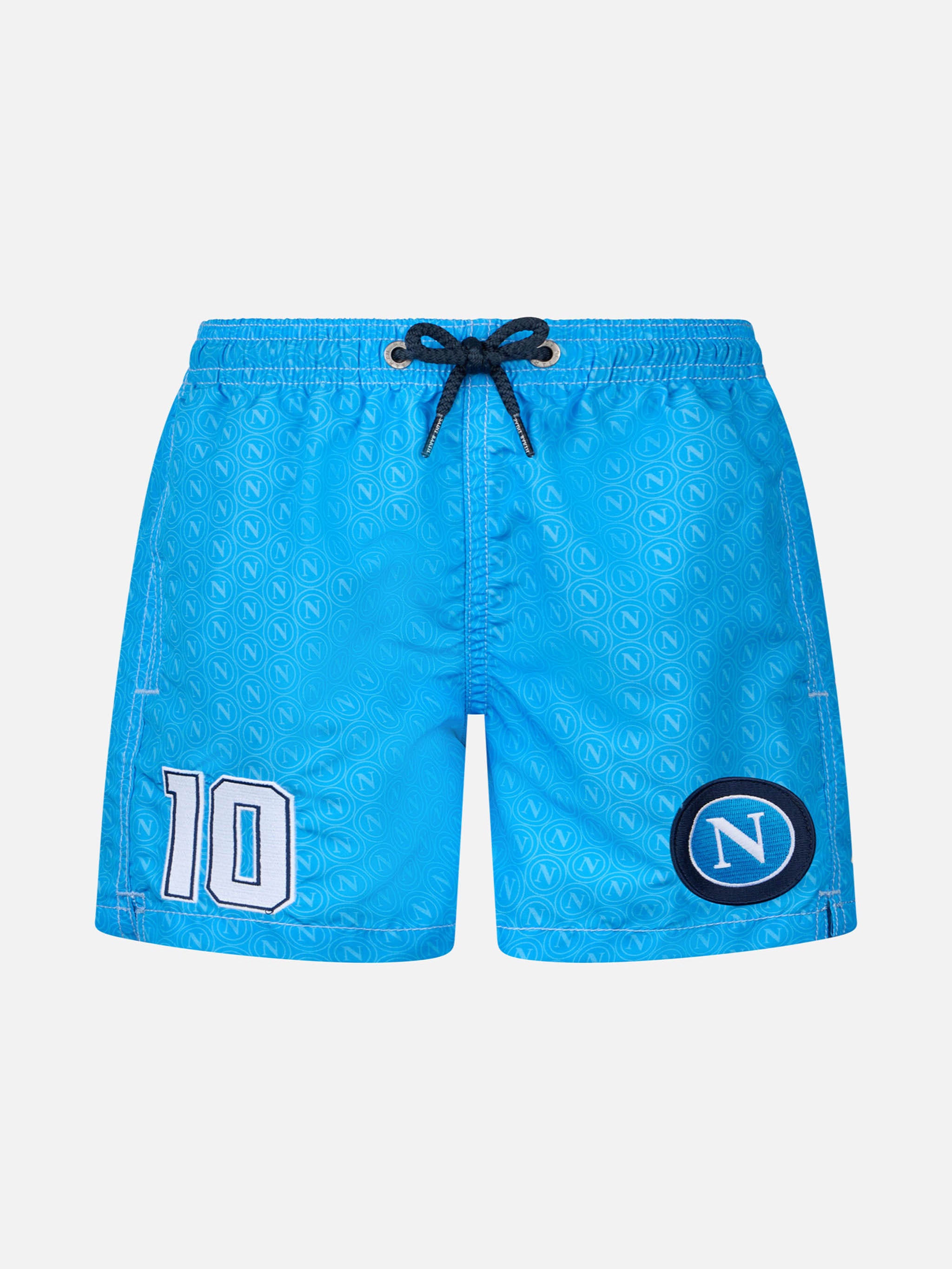 Boy mid-length Jean swim-shorts with Napoli print SSC NAPOLI SPECIAL