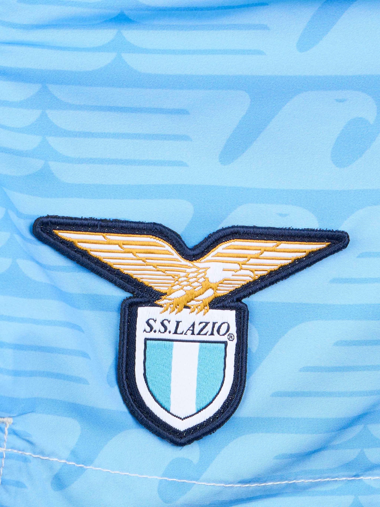 Jean Lighting lightweight fabric swim shorts with Lazio logo print and Di Padre in Figlio embroidery|SS LAZIO SPECIAL EDITION