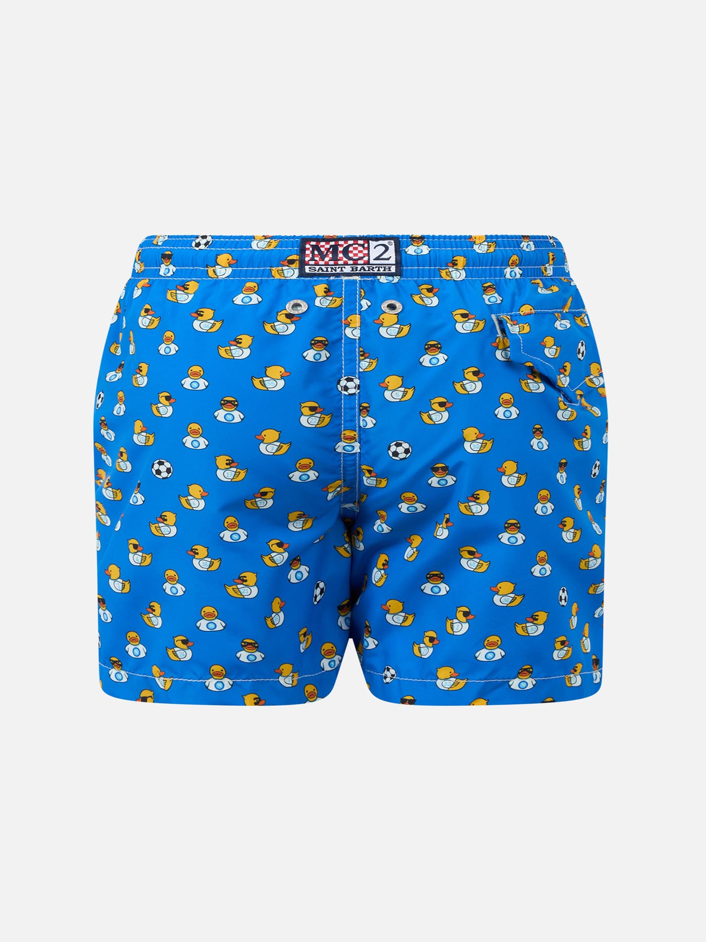 Boy lightweight fabric swim shorts with Ducky and Napoli logo print | SSC NAPOLI SPECIAL EDITION
