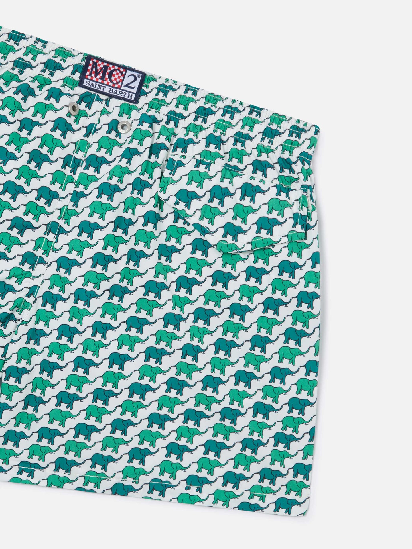 Bañador tipo shorts para niño con estampado de elefante