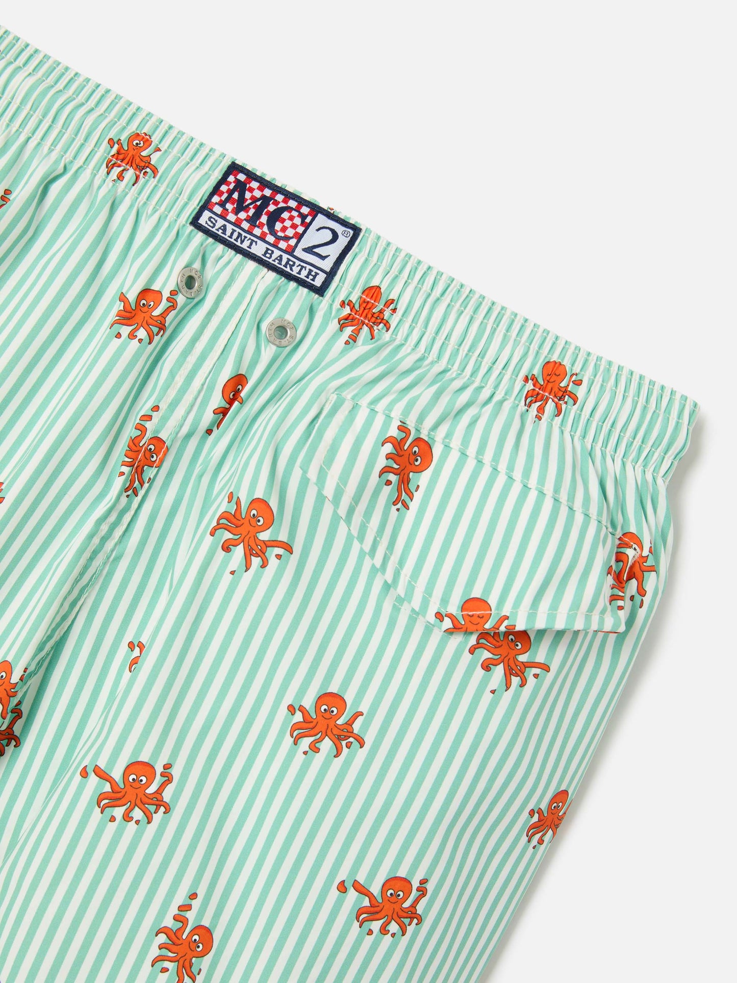 Jean Lighting Stretch swim shorts striped with all-over octopus print