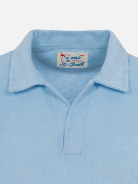 Jeremy light blue terry buttonless polo shirt - MC2 Saint Barth