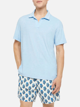 Jeremy light blue terry buttonless polo shirt - MC2 Saint Barth