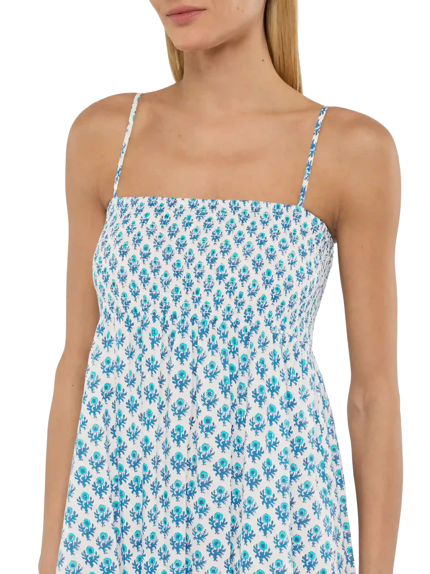 Jemma cotton dress with smocked embroidered bodice - MC2 Saint Barth