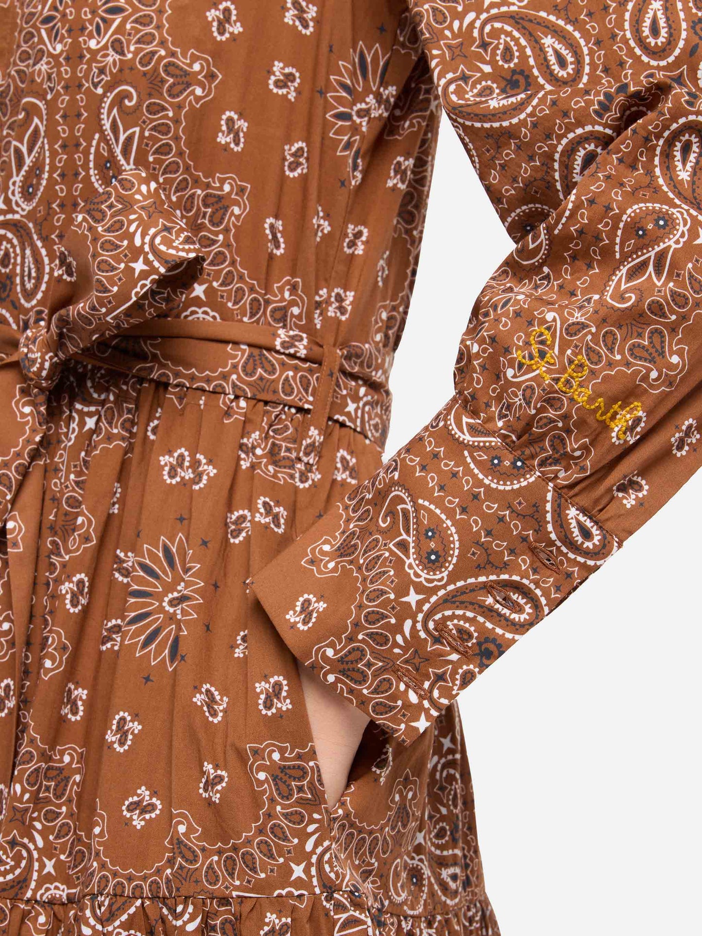 Braunes langes Bandana-Kleid für Damen von Jensen