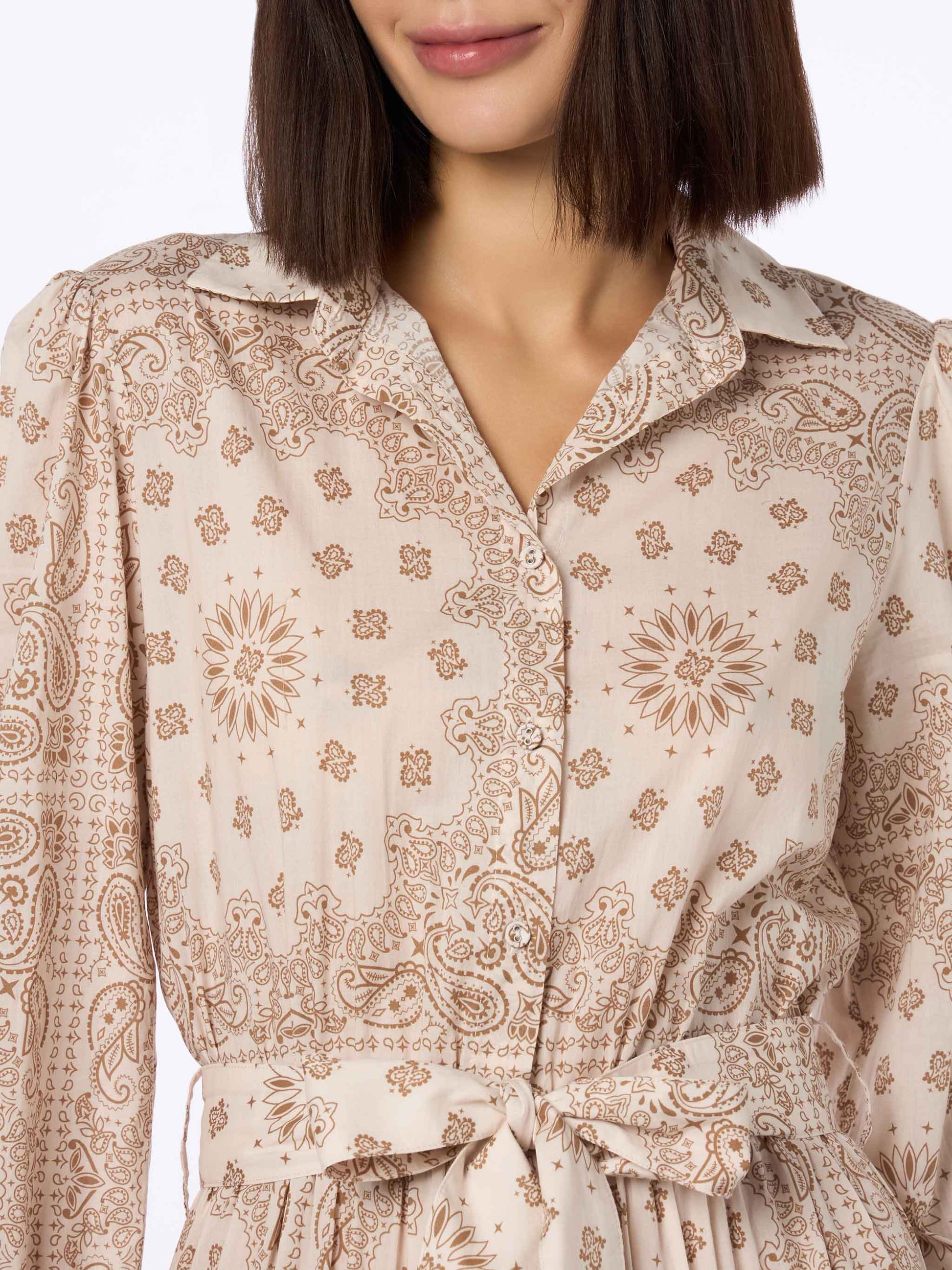 Woman beige bandanna cotton dress Jensen - MC2 Saint Barth