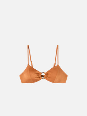 Bralette Juca in giallo ocra shiny con anello