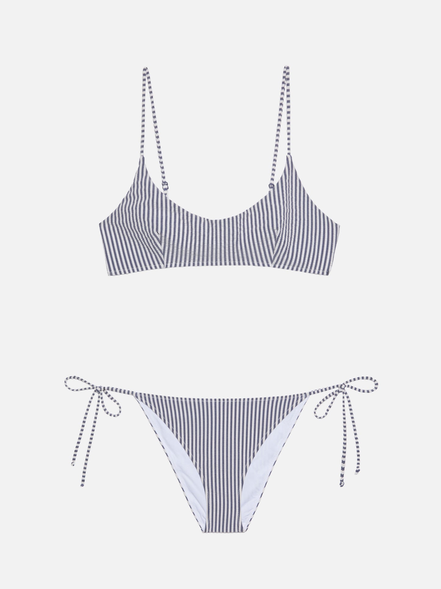 Virgo classic swim briefs with striped print - Judy seersucker bralette top with striped print - MC2 Saint Barth