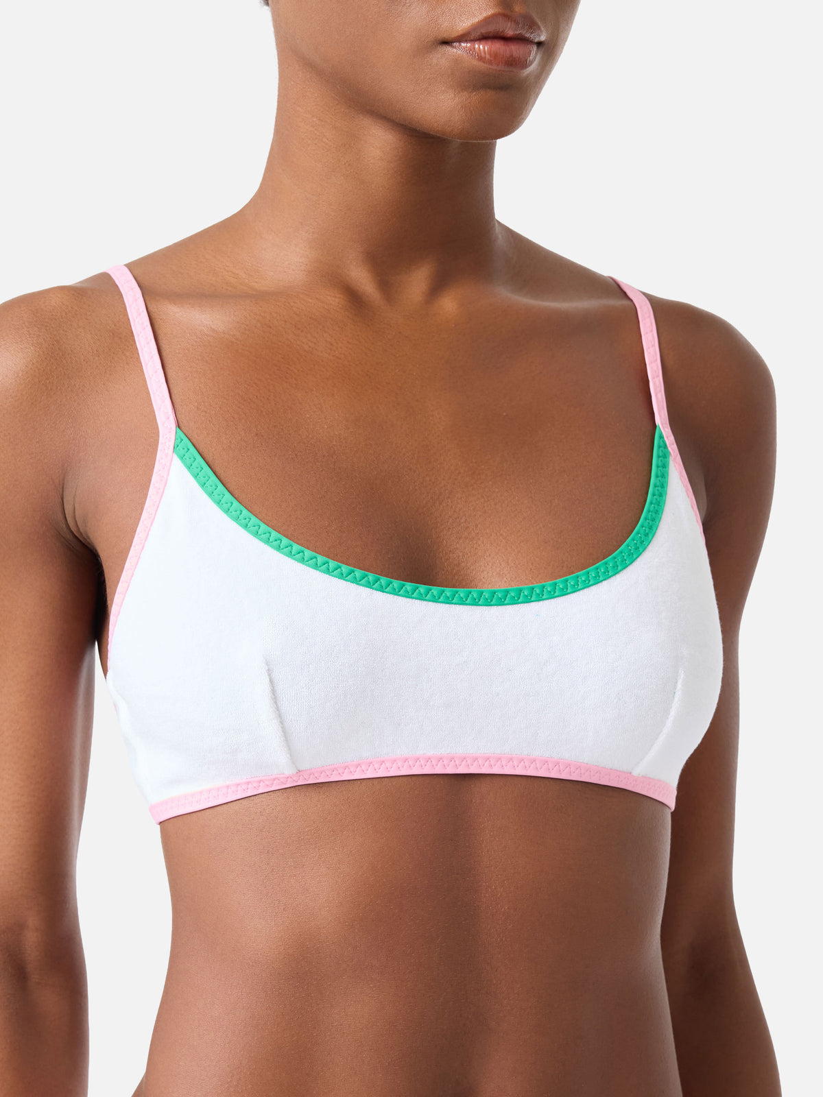 Top bikini Judy String bralette bianco in spugna con piping