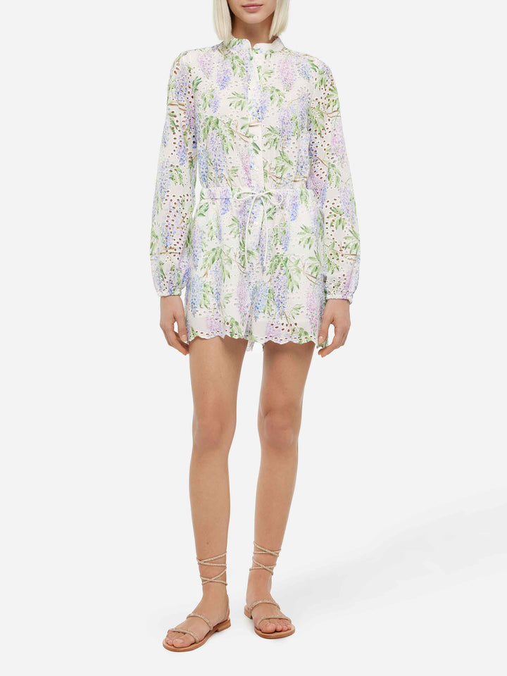 Julian Sangallo lace cotton playsuit with floral print - MC2 Saint Barth