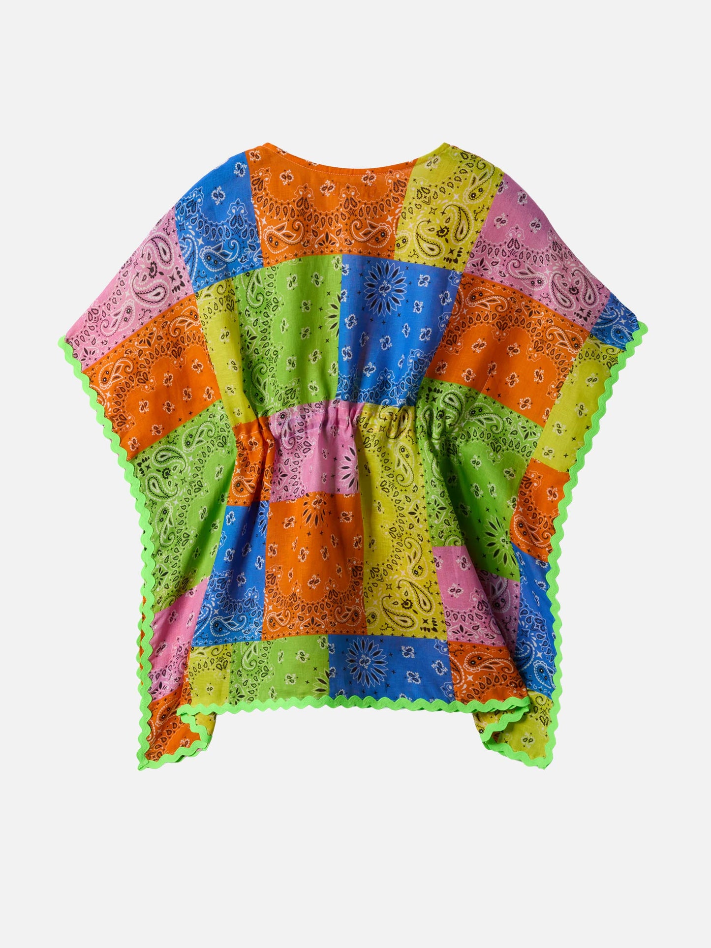 Kate poncho with multicolor bandanna print