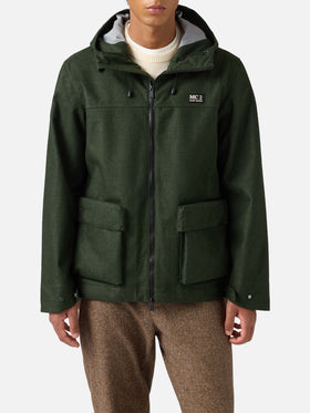 Grüne Windjacke für Herren mit Kapuze