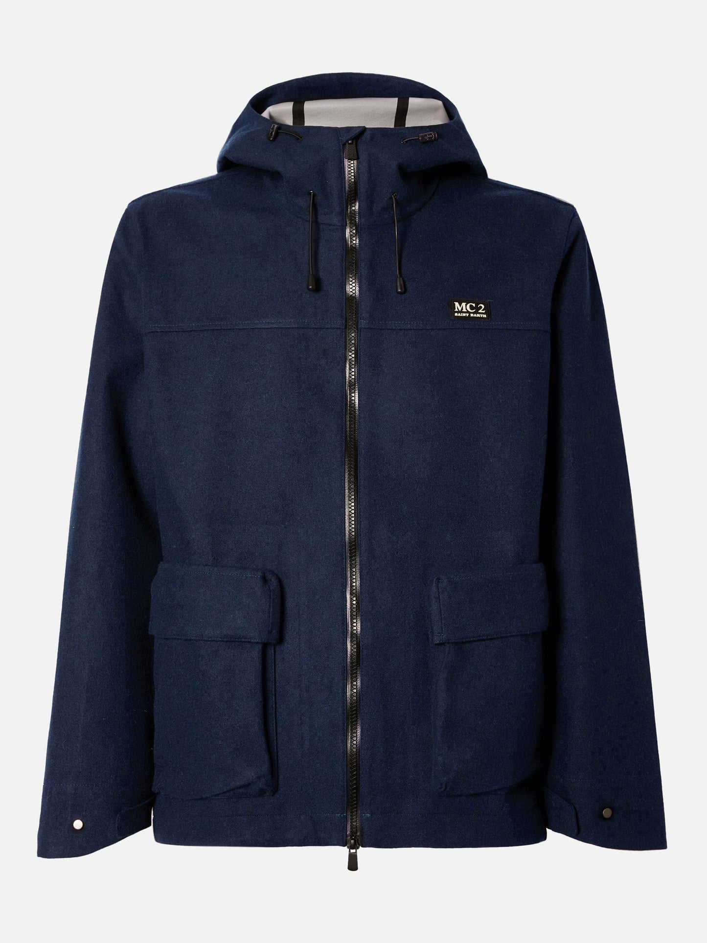 Hooded navy blue windbreaker jacket Kauris