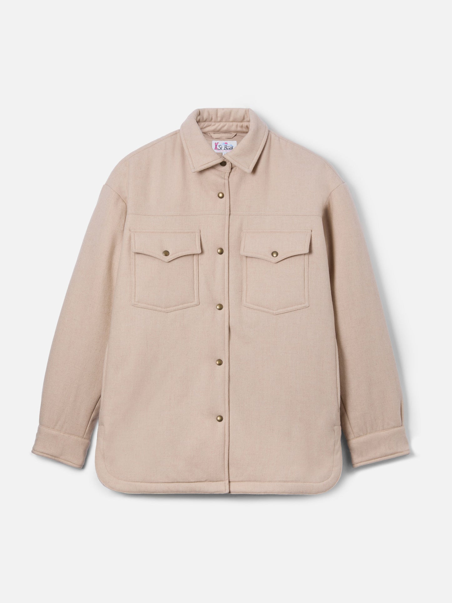 Damen-Wolljacke mit Saint-Barth-Strass-Print