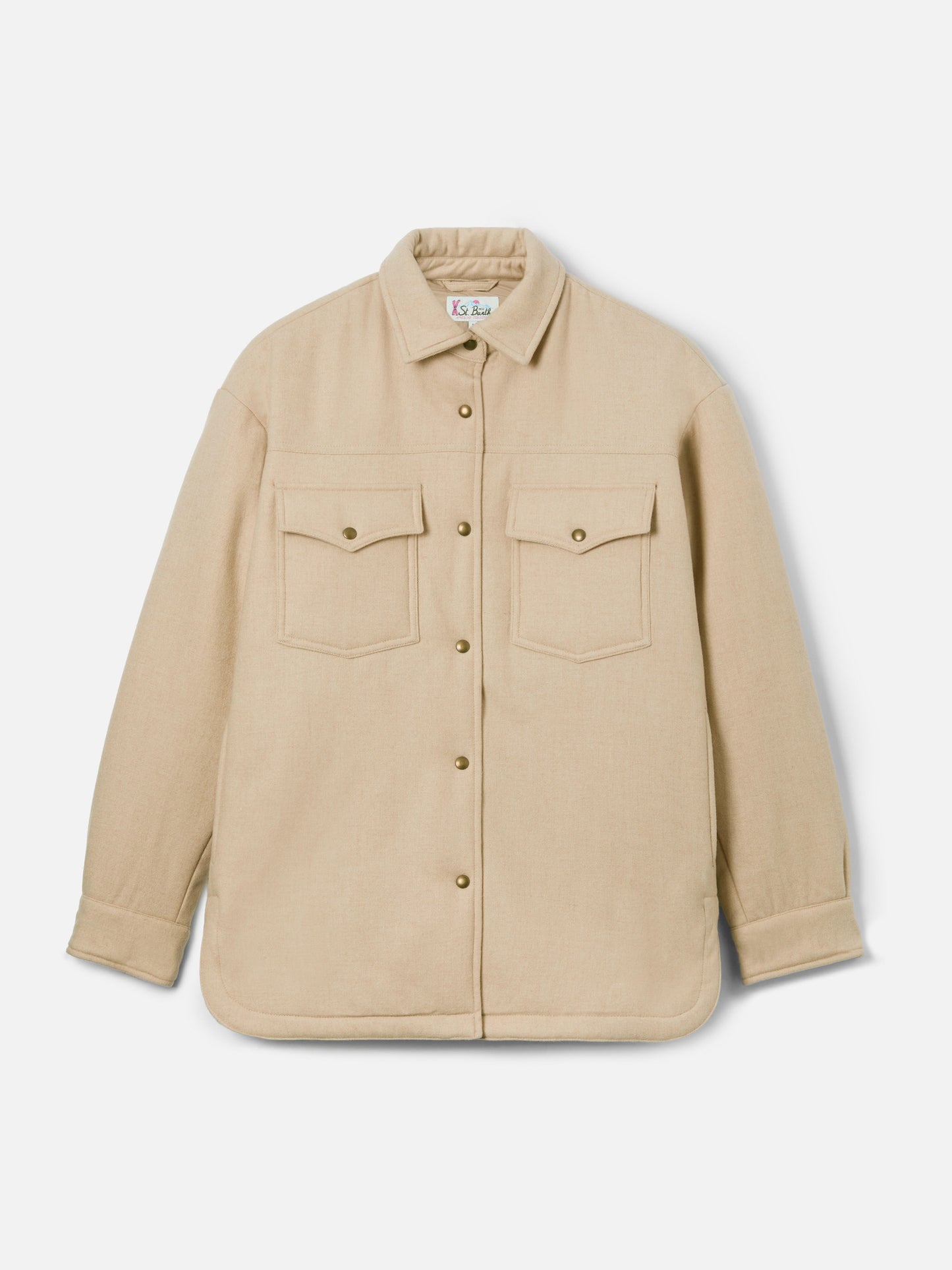 Damen-Wolljacke mit Saint-Barth-Strass-Print