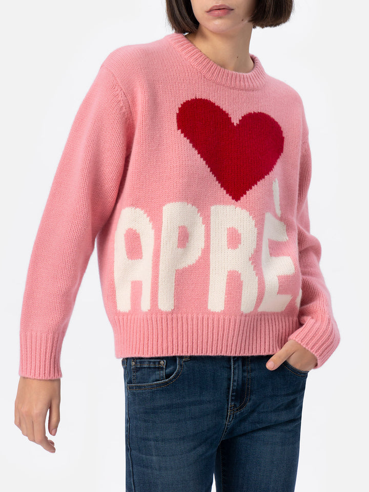 Woman pink fair isle sweater Kyla with Apres Ski jacquard - MC2 Saint Barth