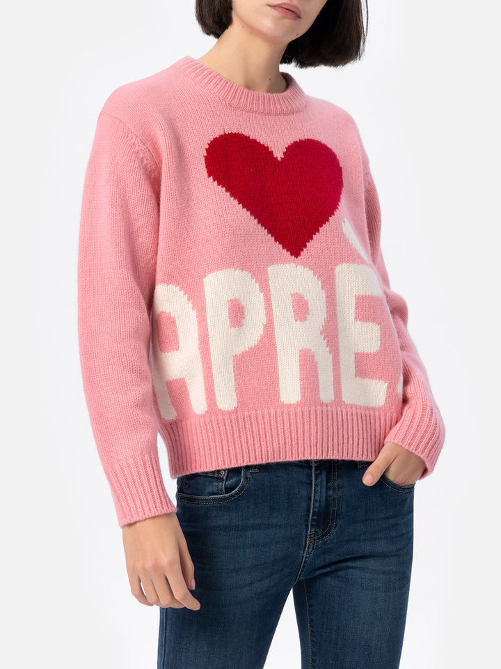Woman pink fair isle sweater Kyla with Apres Ski jacquard - MC2 Saint Barth