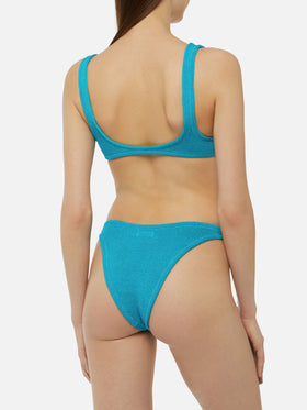 Laurel crinkle teal cut-out one-piece swimsuit - MC2 Saint Barth