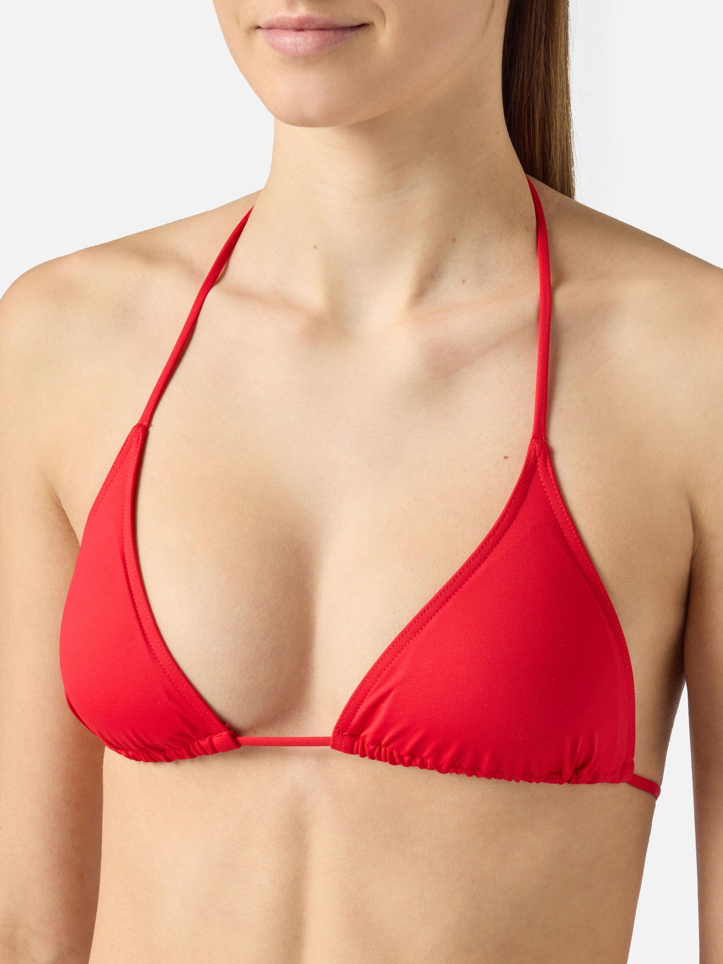Leah red triangle top swimsuit