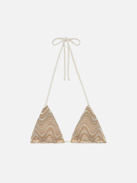 Leah Triangel-Top mit Raschelmuster und Wellenmuster