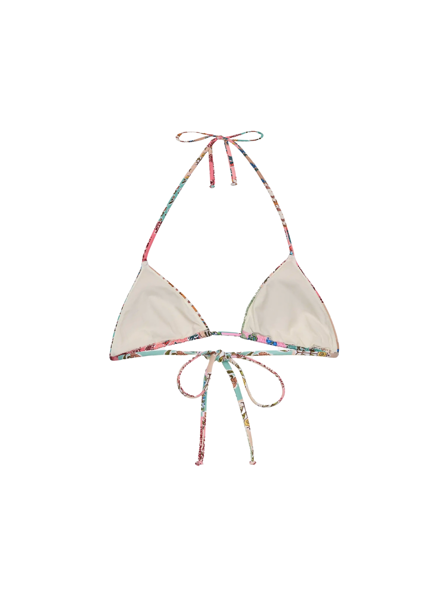 Leah top bikini triangolo con stampa patch floreale