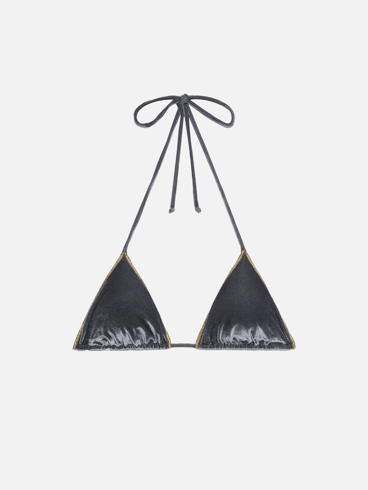 Leah velvet triangle top with gold piping