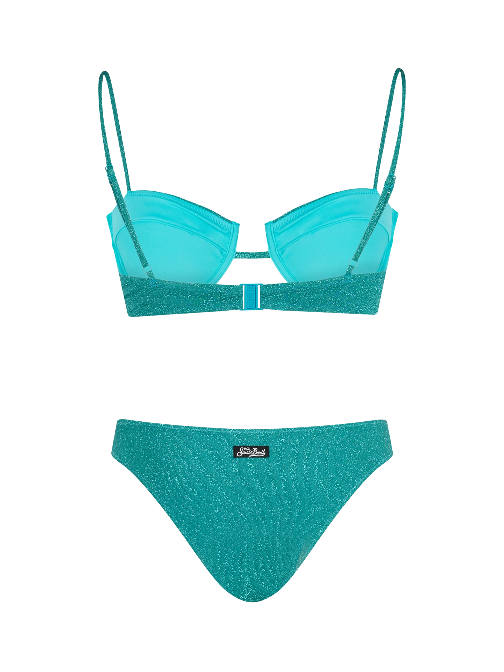 Woman teal lurex underwired bralette bikini Salina Lido - MC2 Saint Barth