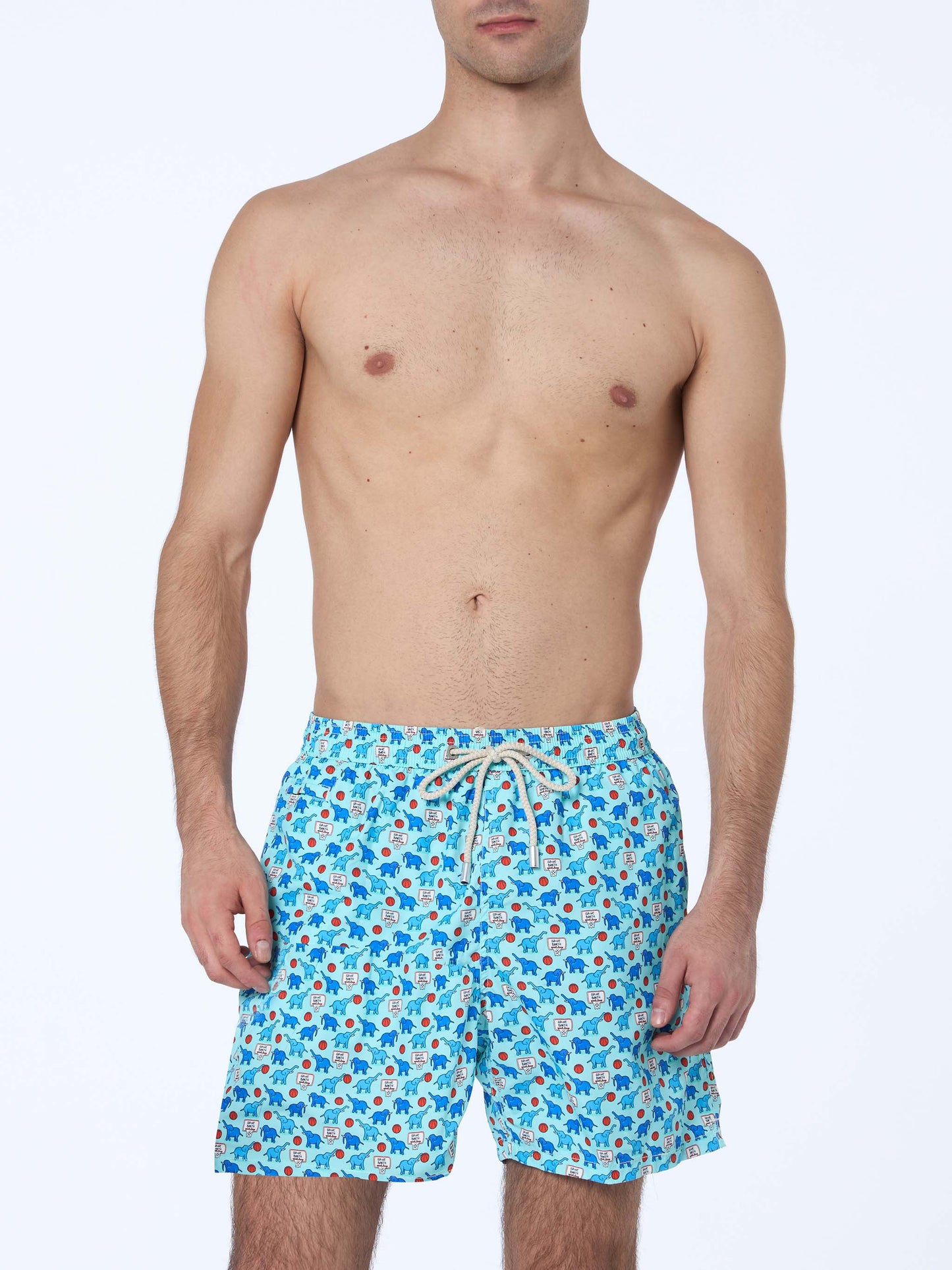 Man lightweight fabric swim-shorts Lighting Micro Fantasy with elephant print - MC2 Saint Barth