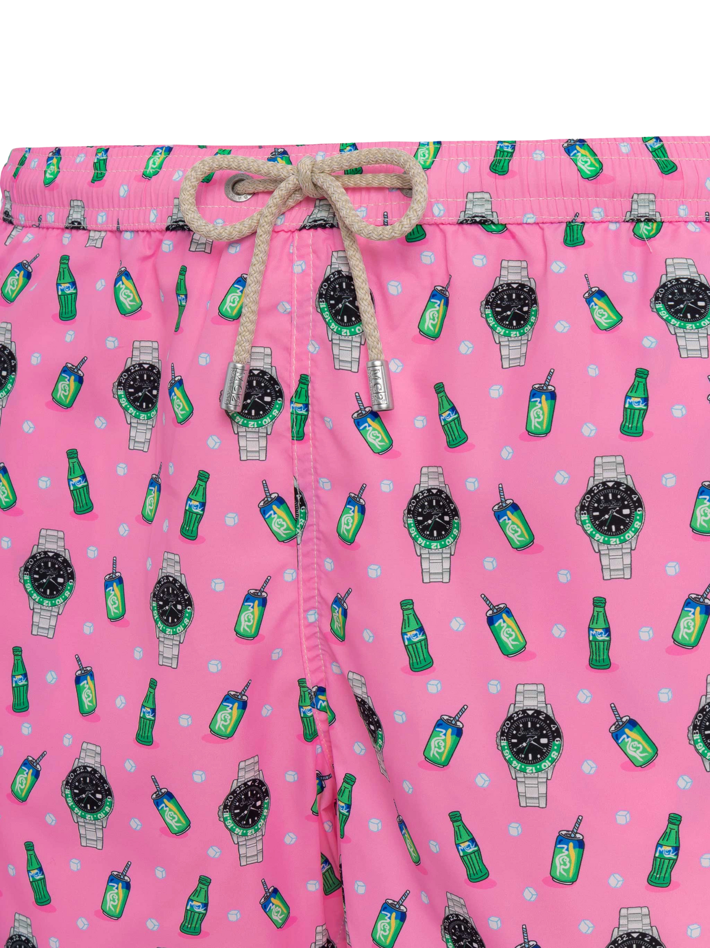 Lightweight fabric swim shorts Lighting with watch print