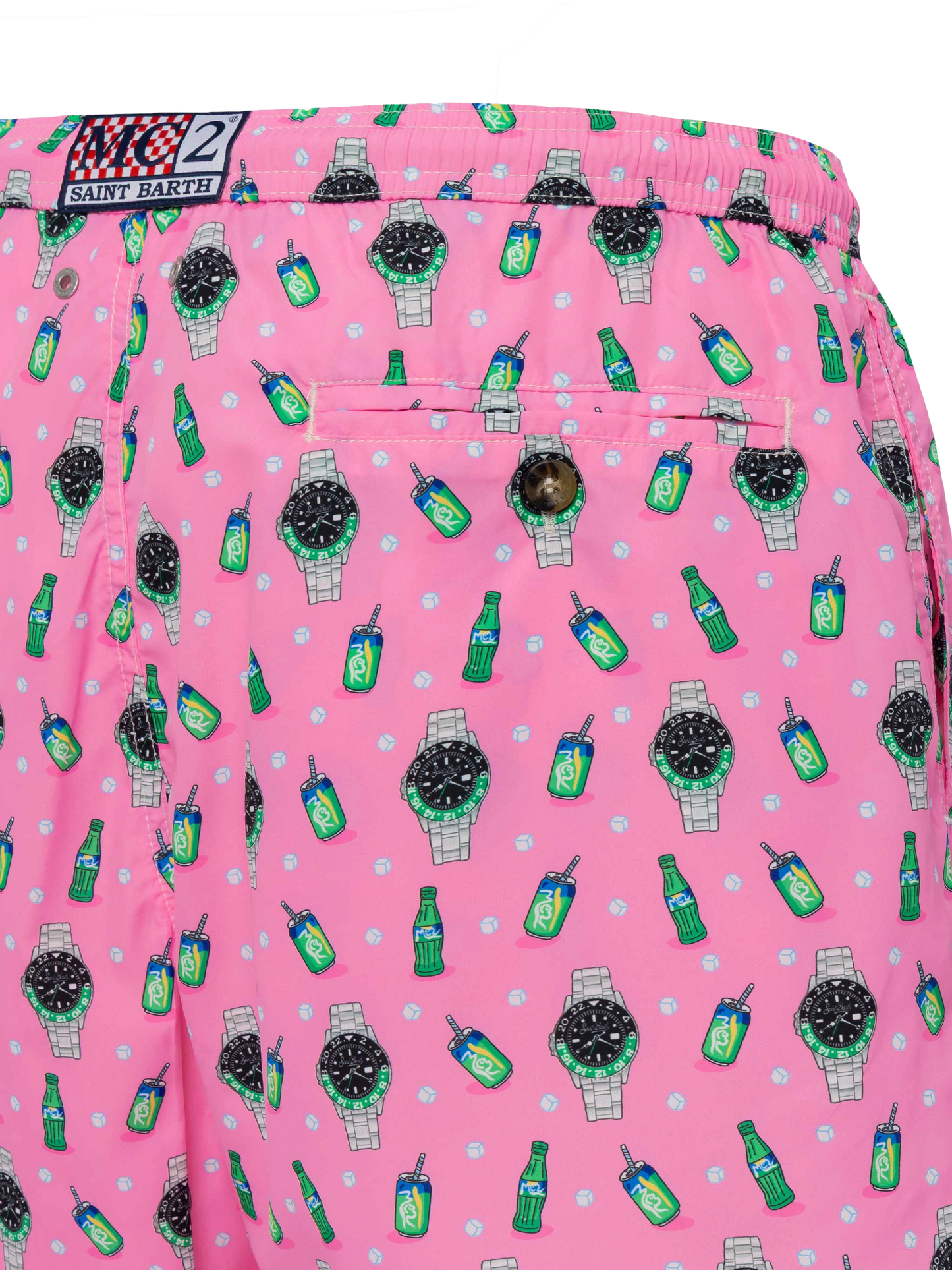 Lightweight fabric swim shorts Lighting with watch print