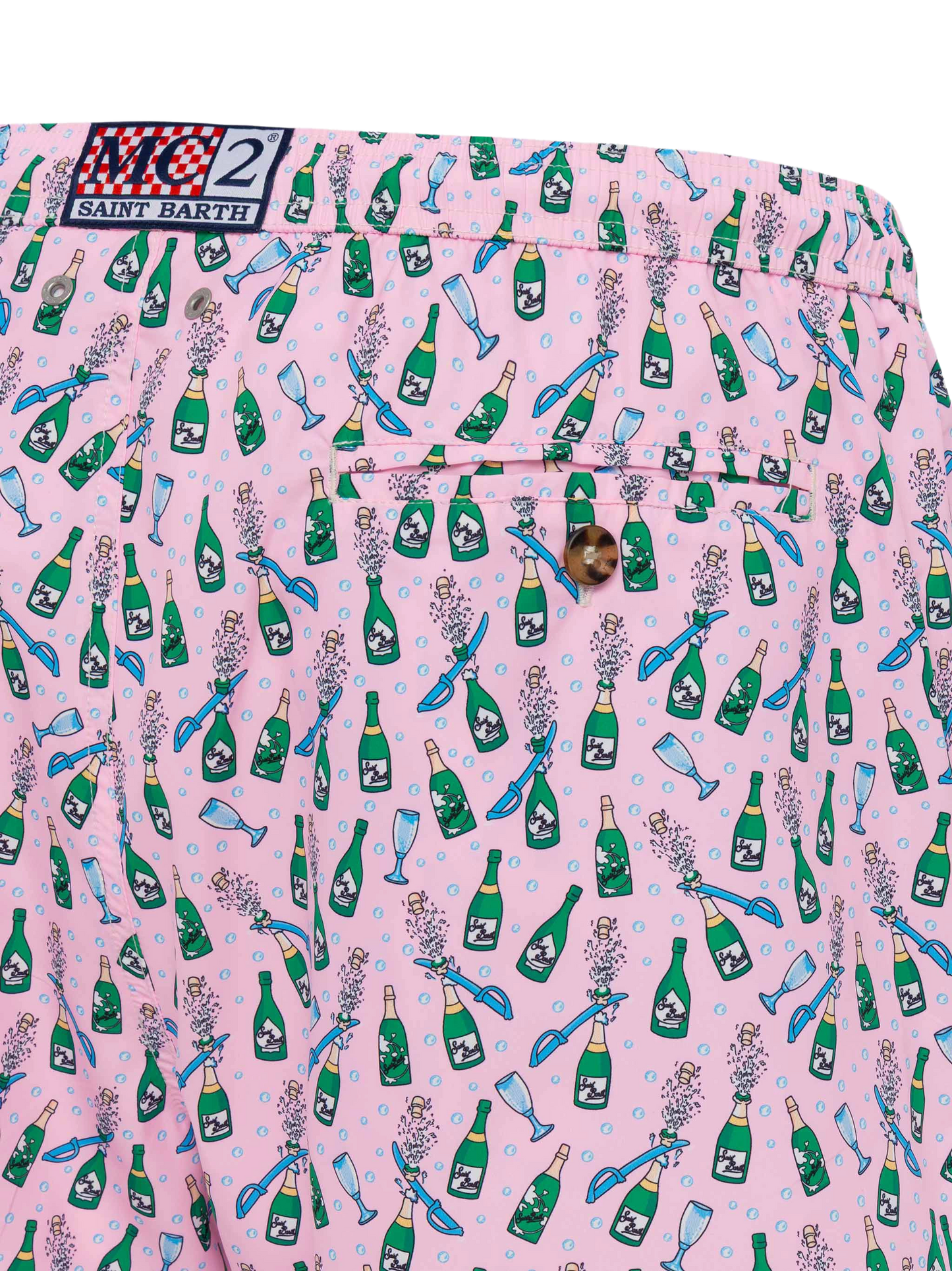 Lightweight fabric swim shorts Lighting with sabrage and bottle print