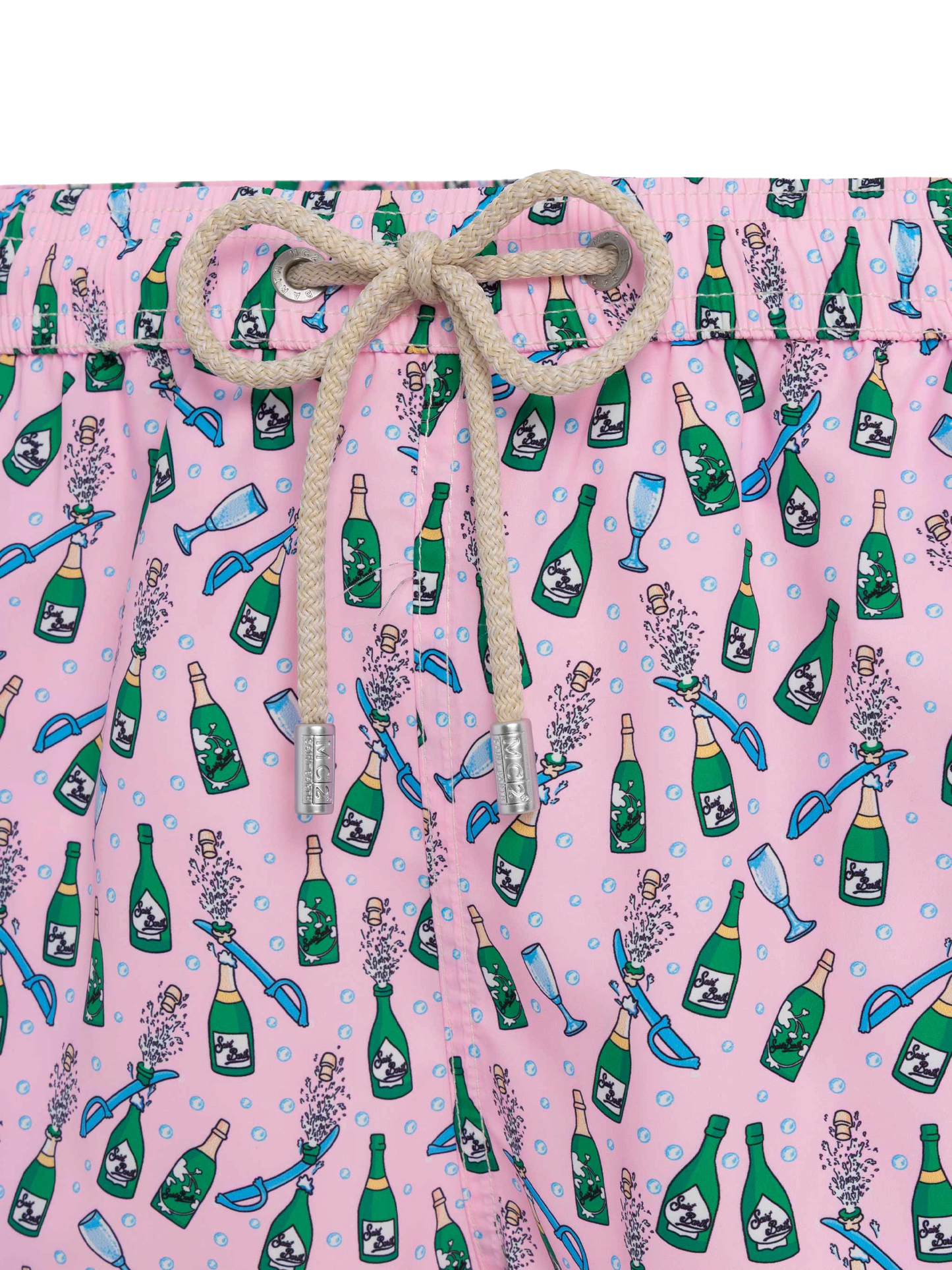 Lightweight fabric swim shorts Lighting with sabrage and bottle print