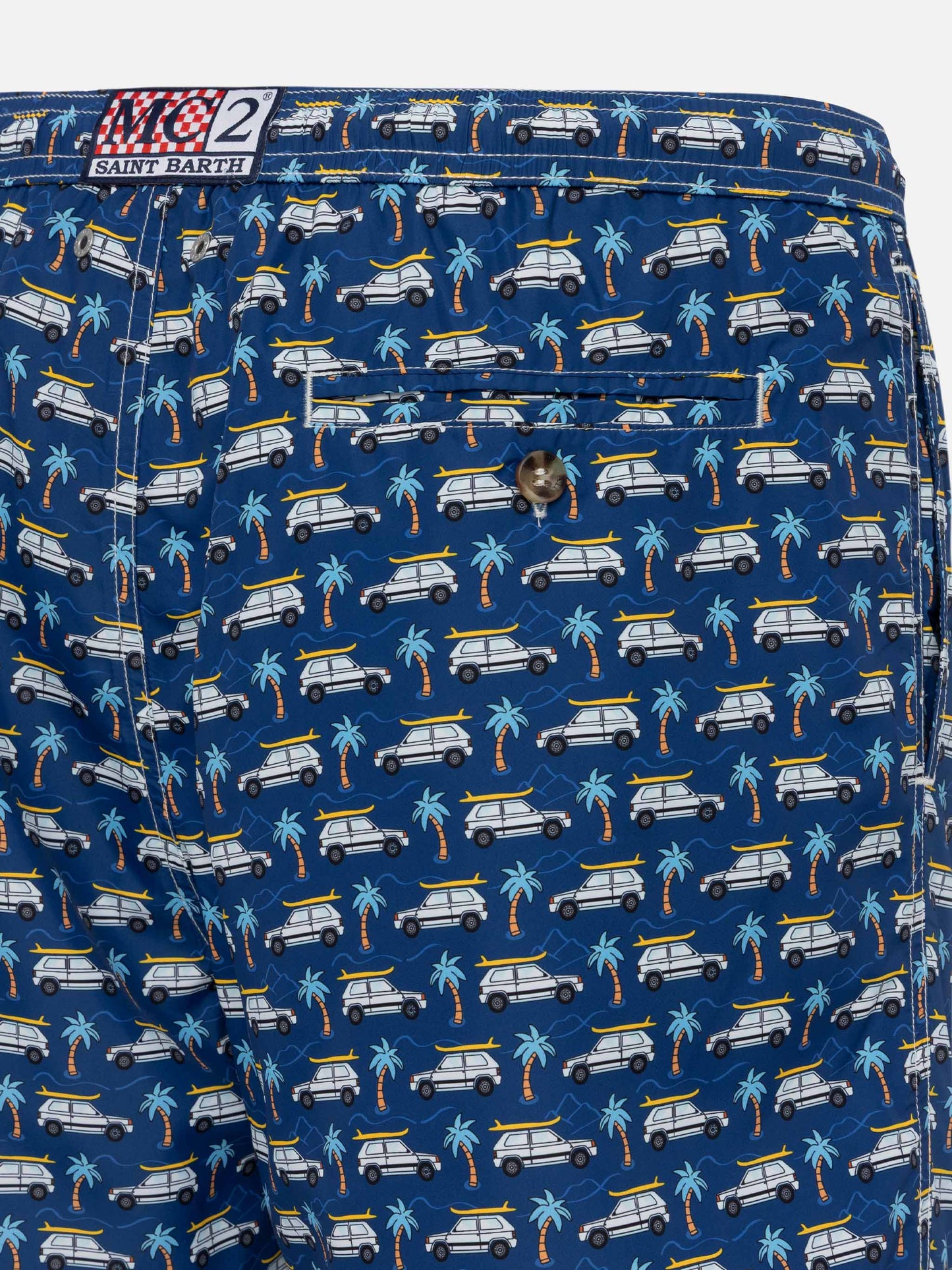 Badeshorts aus leichtem Stoff Lighting mit Panda-Auto-Aufdruck | FIAT SPECIAL EDITION