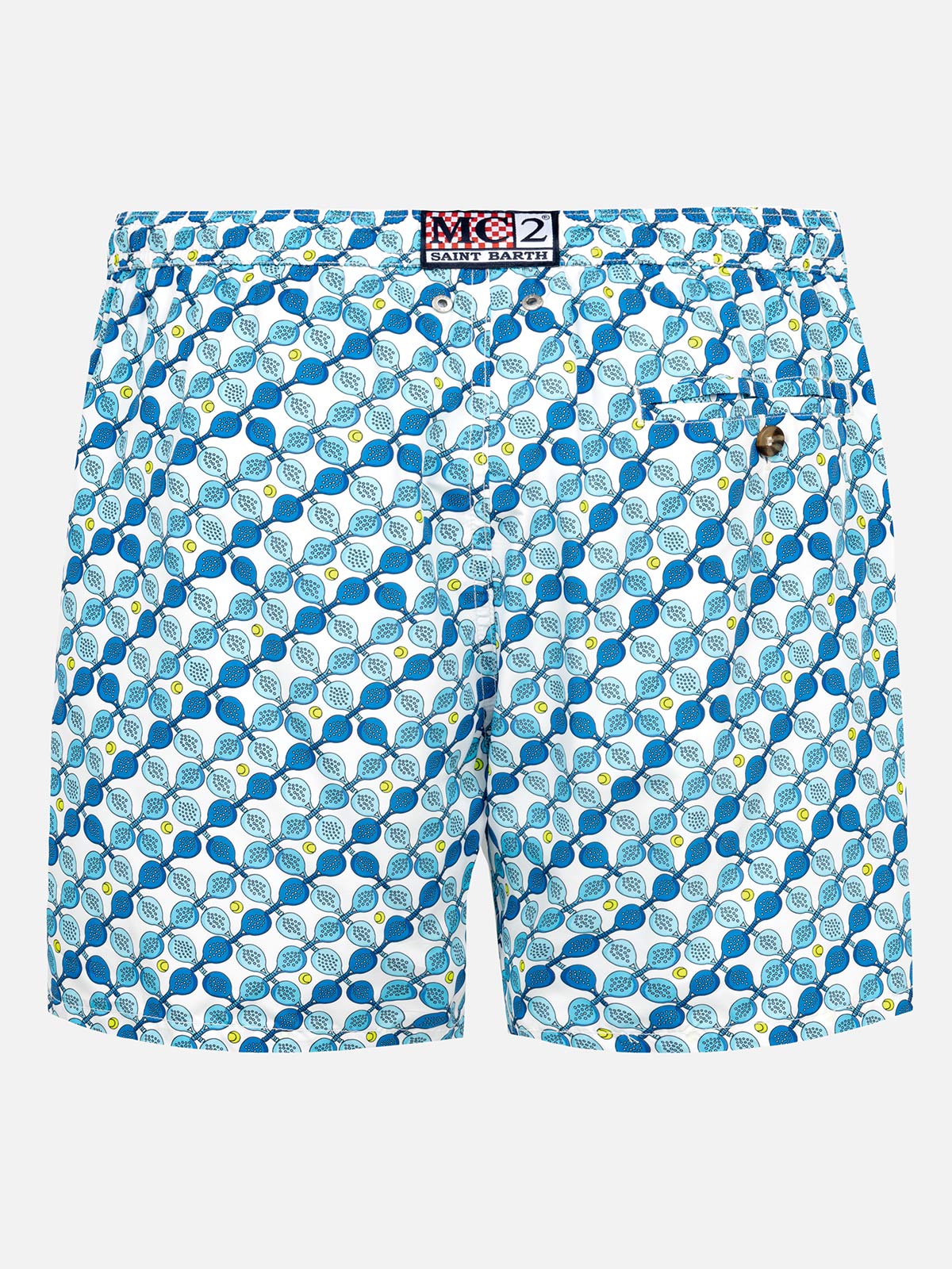 Man light fabric swim shorts with padel rackets print - MC2 Saint Barth