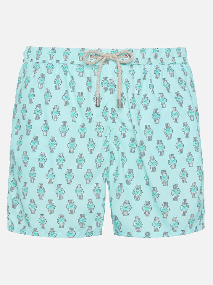 Lightweight fabric swim shorts Lighting with watch print - MC2 Saint Barth
