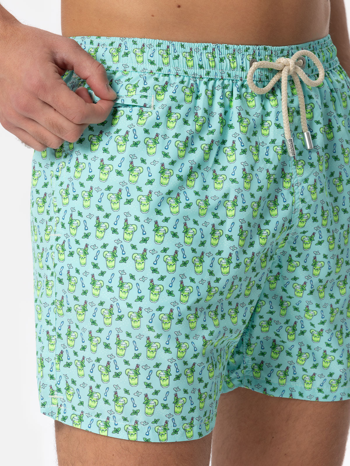 Man light fabric swim shorts with Mojito print - MC2 Saint Barth